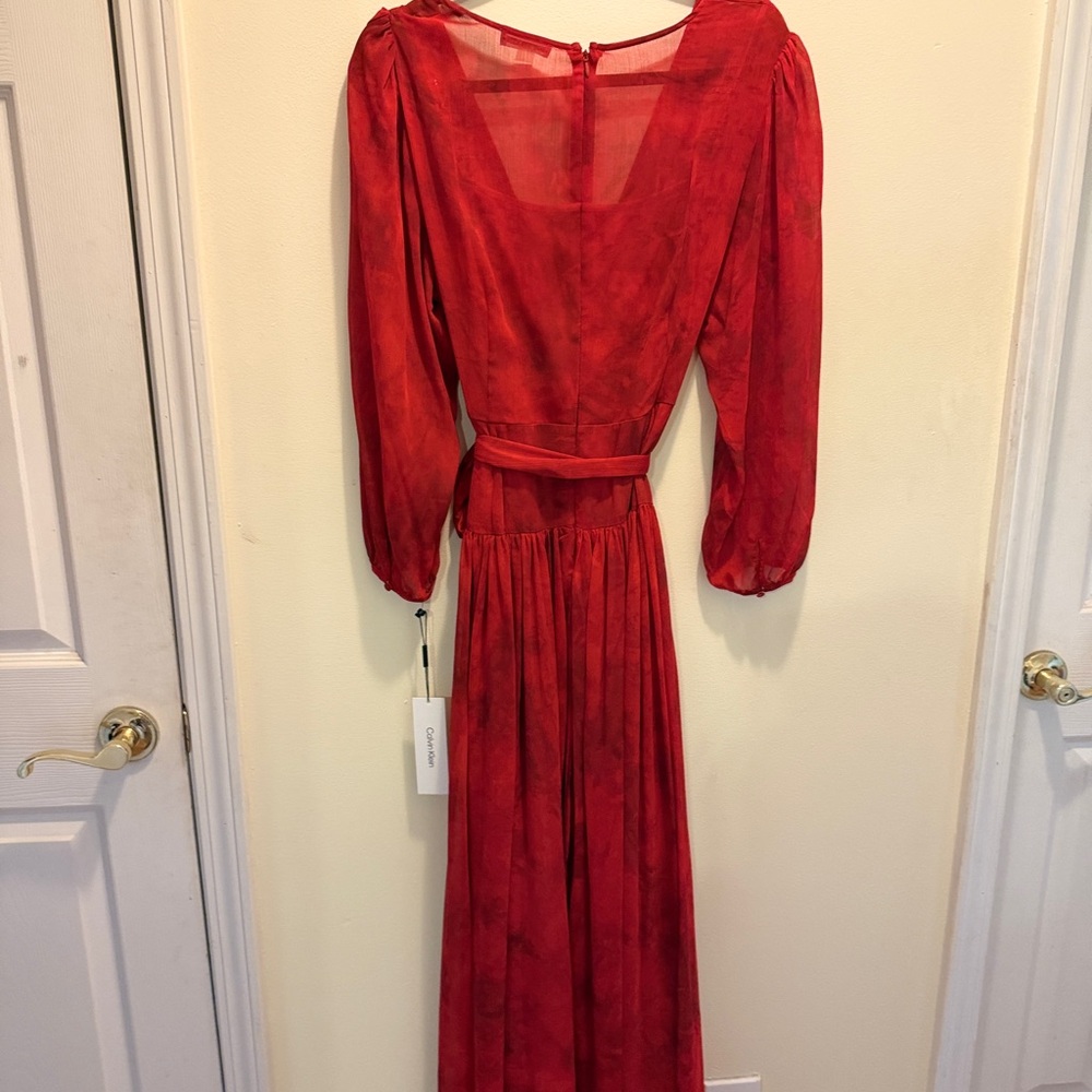 COPY - Calvin Klein Red Crepe Maxi Dress – Size 16 – NWT